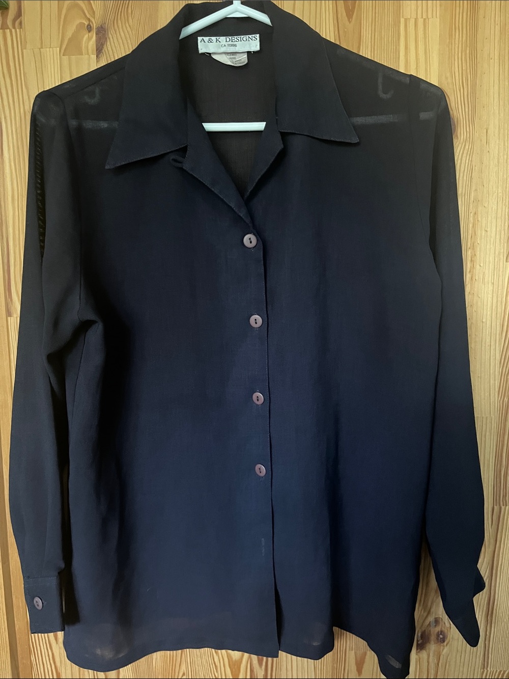 Vintage Navy Button-Down Shirt (size S)